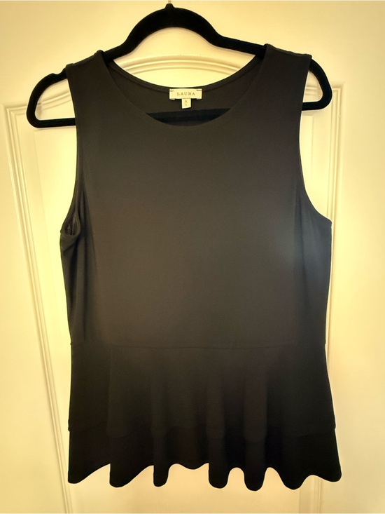 Laura Tops - Laura Sleeveless Black Peplum Tank Top